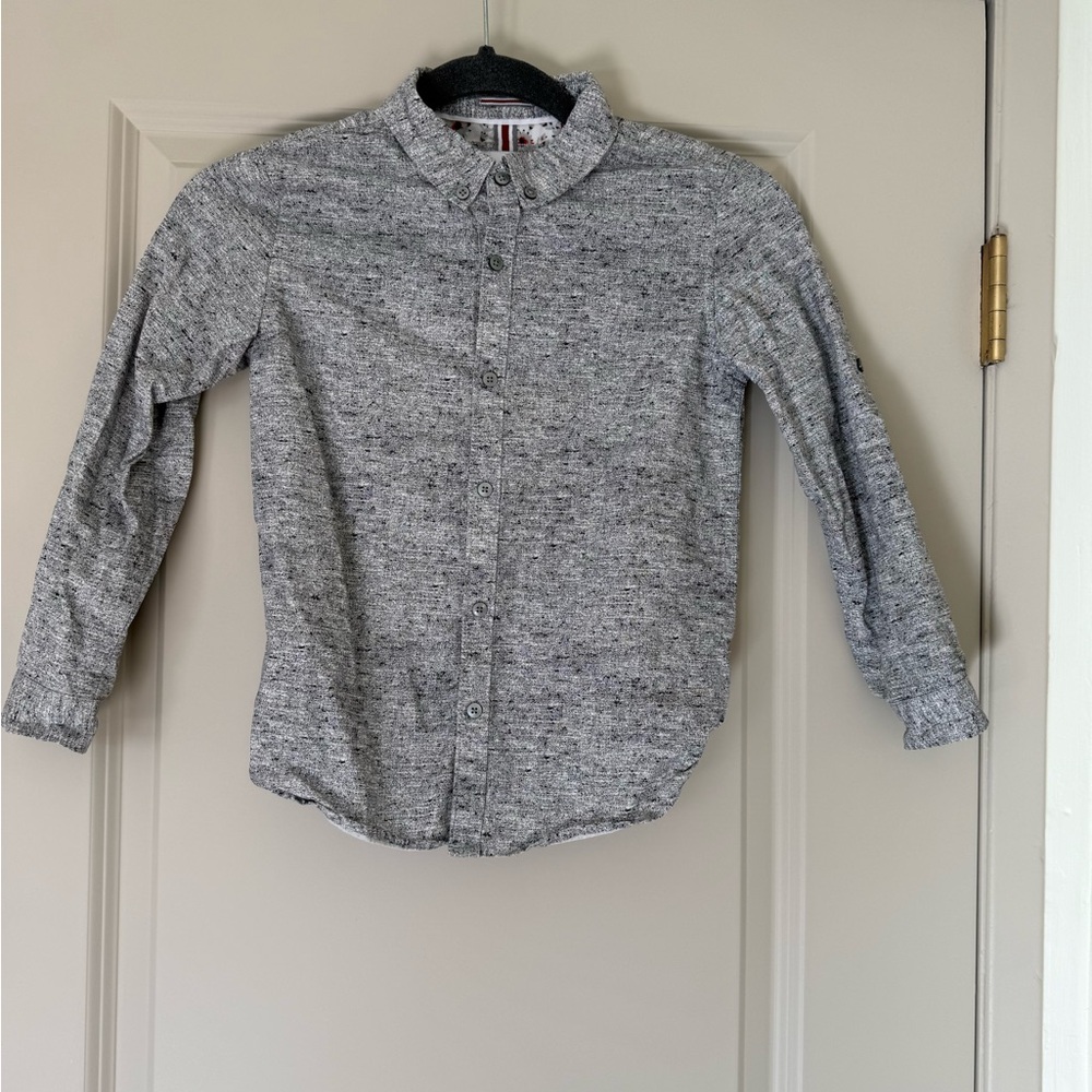 Denim & Flower Kids Gray and Black Button-Down Shirt | Size 8